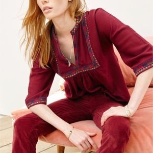 Madewell Java Embroidered Bib Blouse